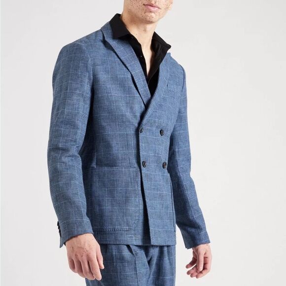 Scotch & Soda Double-Breasted Check Blazer in Blue, NWT, Size XXL - Picture 10 of 10